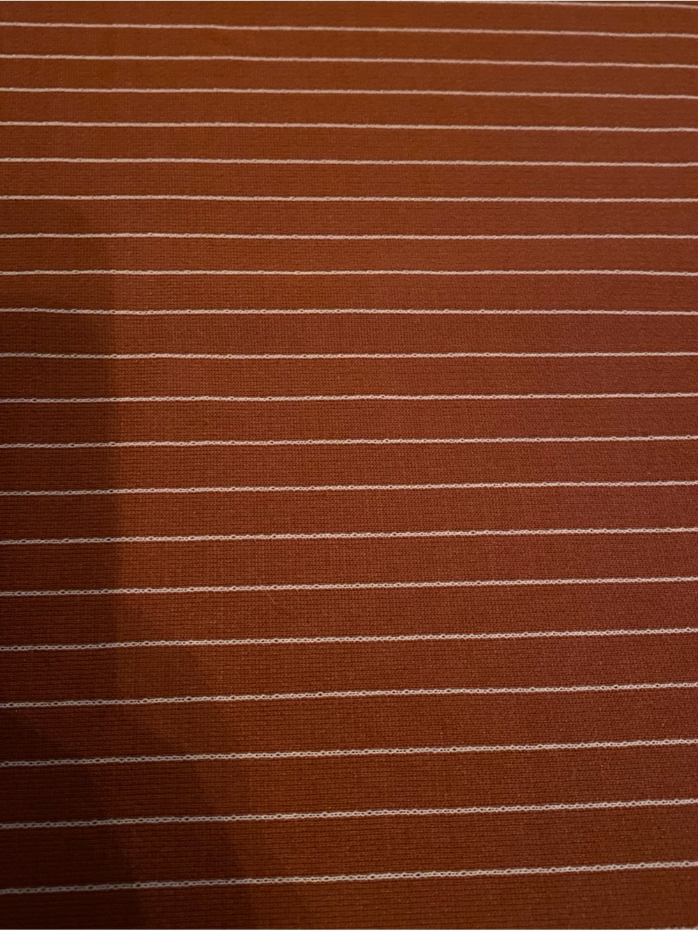 Vintage 70s Orange White Pinstripe Fabric Double Knit Polyester Remnant 68"